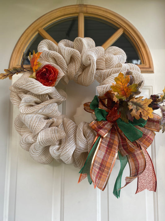 Fall wreath/leaves/modern simple wreath/front door Classic Crafts By Asia